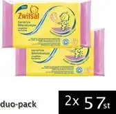 Bol.com Duo Pack: 2x Zwitsal Billendoekjes Gevoelig Huid - 57 Doekjes (8710447314319) aanbieding