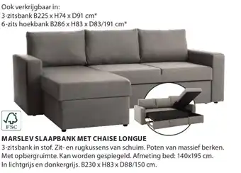 Jysk Marslev slaapbank met chaise longue aanbieding