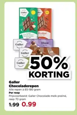 PLUS Galler Chocoladerepen aanbieding