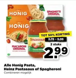 PLUS Alle Honig Pasta, Heinz Pastasaus of Spagheroni aanbieding