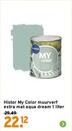 GAMMA Histor My Color muurverf extra mat aqua dream 1 liter aanbieding