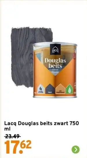 GAMMA Lacq Douglas beits zwart 750 ml aanbieding