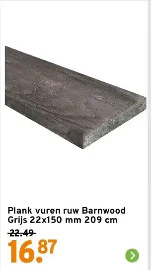 GAMMA Plank vuren ruw Barnwood Grijs 22x150 mm 209 cm aanbieding