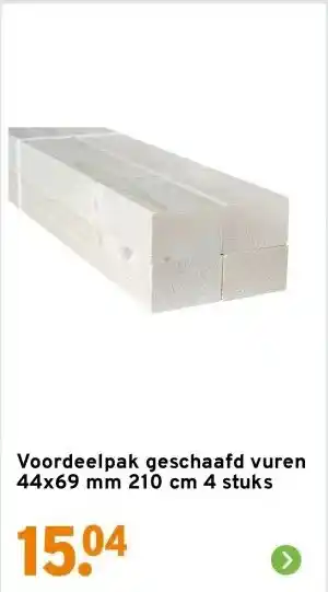 GAMMA Voordeelpak geschaafd vuren 44x69 mm 210 cm 4 stuks aanbieding