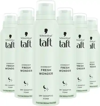 Bol.com Taft Overnight Fresh Wonder Droogshampoo Mousse 6x 150ml - Grootverpakking aanbieding