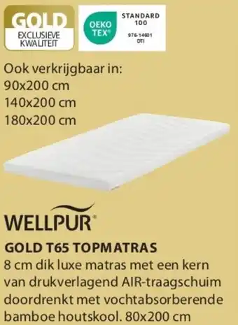 Jysk Wellpur gold T65 topmatras aanbieding