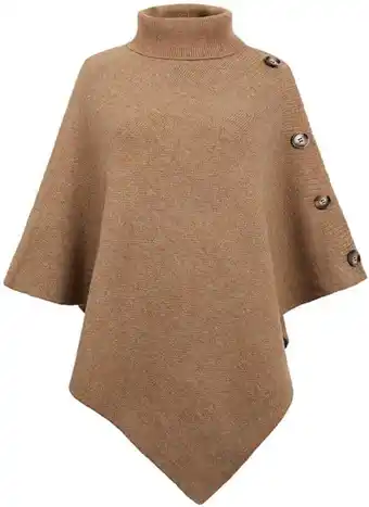 Amazon JFAN Dames poncho hoge kraag sjaals met knopen elegante gebreide cape voor vrouwen aanbieding