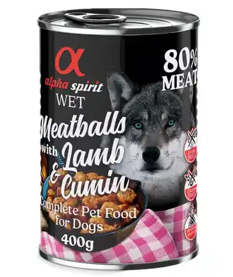 Zooplus 4 + 2 Gratis! Alpha Spirit Gehaktballen voor honden 6 x 400 g - Lam met komijn aanbieding