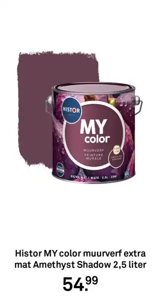 Karwei Histor MY color muurverf extra mat Amethyst Shadow aanbieding