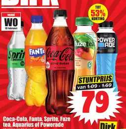 Dirk Coca-Cola, Fanta, Sprite, Fuze tea, Aquarius of Powerade aanbieding