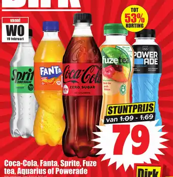 Dirk Coca-Cola, Fanta, Sprite, Fuze tea, Aquarius of Powerade aanbieding