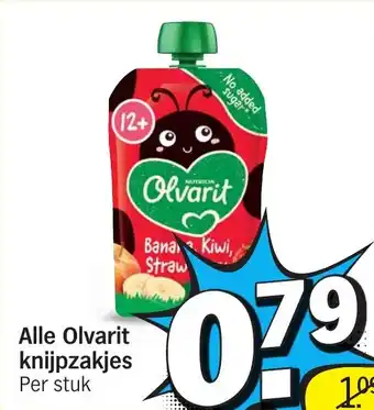 Albert Heijn Alle Olvarit knijpzakjes aanbieding