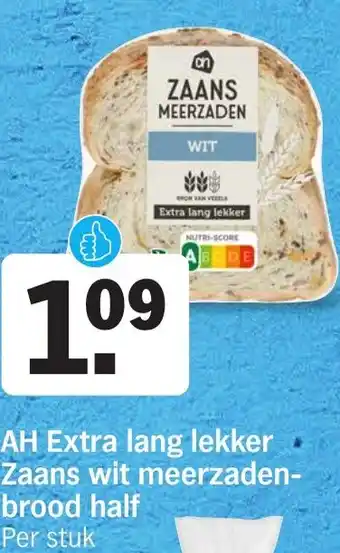 Albert Heijn AH Extra lang lekker Zaans wit meerzaden brood half aanbieding