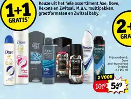 Kruidvat Keuze uit het hele assortiment axe dove rexona en zwitsal aanbieding