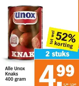 Albert Heijn Alle Unox Knaks aanbieding