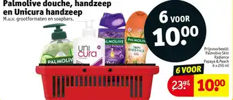 Kruidvat Palmolive douche handzeep en unicura handzeep aanbieding