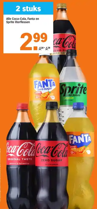 Albert Heijn Alle Coca-Cola, Fanta en Sprite literflessen aanbieding