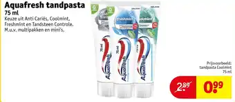 Kruidvat Aquafresh tandpasta aanbieding