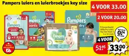 Kruidvat Pampers luiers en luierbroekjes key size aanbieding