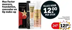 Kruidvat Max factor mascara foundation, concealer en lip make-up aanbieding