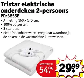 Kruidvat Tristar elektrische onderdeken 2-persoons PD-3855E aanbieding