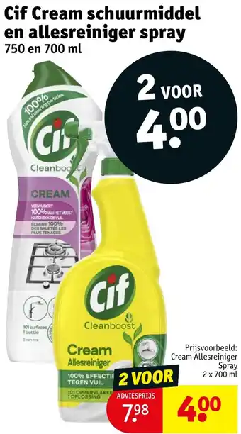 Kruidvat Cif Cream schuurmiddel en allesreiniger spray aanbieding