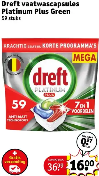 Kruidvat Dreft vaatwascapsules Platinum Plus Green aanbieding