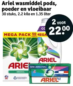 Kruidvat Ariel wasmiddel pods, poeder en vloeibaar aanbieding