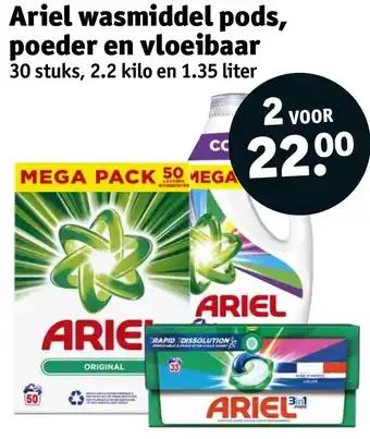 Kruidvat Ariel wasmiddel pods, poeder en vloeibaar aanbieding