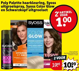 Kruidvat Poly Palette haarkleuring, Syoss uitgroeispray, Syoss Color Glow en Schwarzkopf uitgroeiset aanbieding