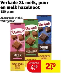 Kruidvat Verkade XL melk, puur en melk hazelnoot aanbieding