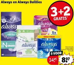 Kruidvat Always en Always Daillies aanbieding