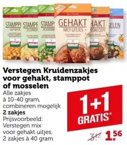 Coop Verstegen kruidenzakjes voor gehakt stamppot of mosselen aanbieding