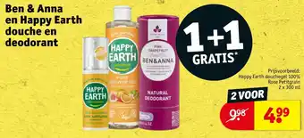 Kruidvat Ben & Anna en Happy Earth douche en deodorant aanbieding