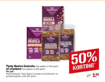 Coop Tasty basics granola of crackers aanbieding