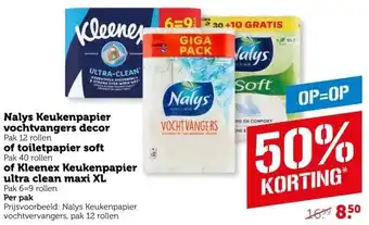 Coop Nalys keukenpapier vochtvangers decor of toiletpapier soft of kleenex keukenpapier ultra clean maxi xl aanbieding