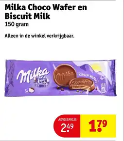 Kruidvat Milka choco wafer en biscuit milk aanbieding