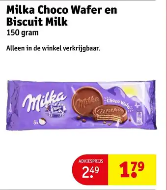 Kruidvat Milka choco wafer en biscuit milk aanbieding