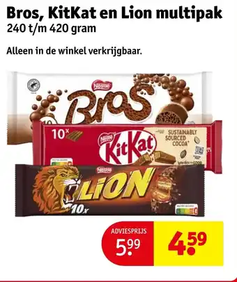 Kruidvat Bros kitkat en lion multipak aanbieding