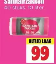 Dirk Sanitairzakken 40 stuks. 10 liter. aanbieding