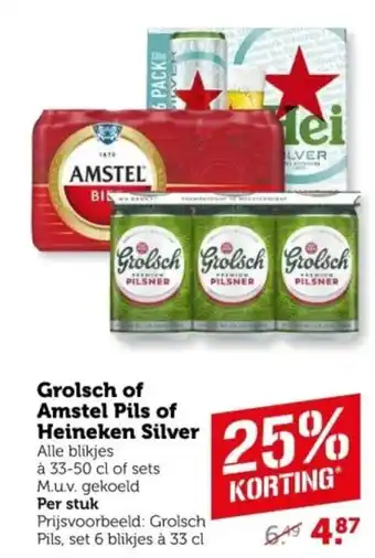 Coop Grolsch of amstel pils of heineken silver aanbieding