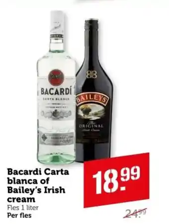 Coop Bacardi carta blanca of bailey's irish rceam aanbieding