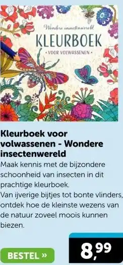 Boekenvoordeel Kleurboek voor volwassenen - Wondere insectenwereld aanbieding