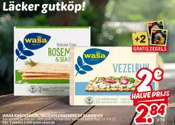 Dekamarkt Wasa knäckebröd, delicate crackers of sandwich aanbieding