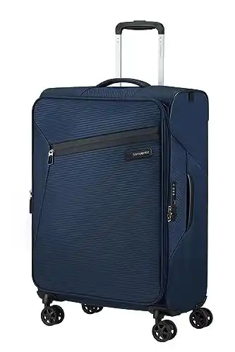 Amazon Samsonite litebeam - Spinner M, uitbreidbare koffer, 66 cm, 67/73 L, blauw (middernachtblauw) aanbieding