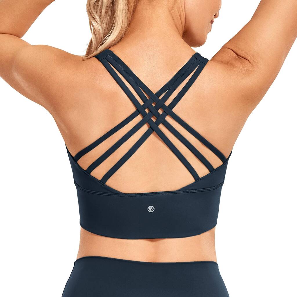 CRZ YOGA Dames Longline Sport BH Gewatteerde BH Top Wirefree Gewatteerde Yoga Crop Tops wit S