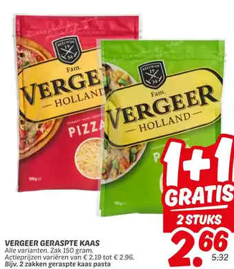 Dekamarkt Vergeer geraspte kaas aanbieding