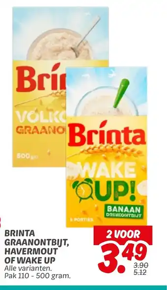 Dekamarkt Brinta graanontbijt, havermout of wake up aanbieding