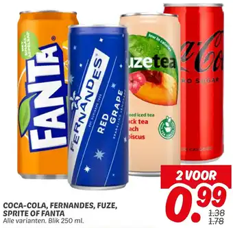 Dekamarkt Coca-cola, fernandes, fuze, sprite of fanta aanbieding