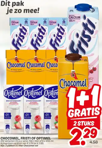 Dekamarkt Chocomel, fristi of optimel aanbieding